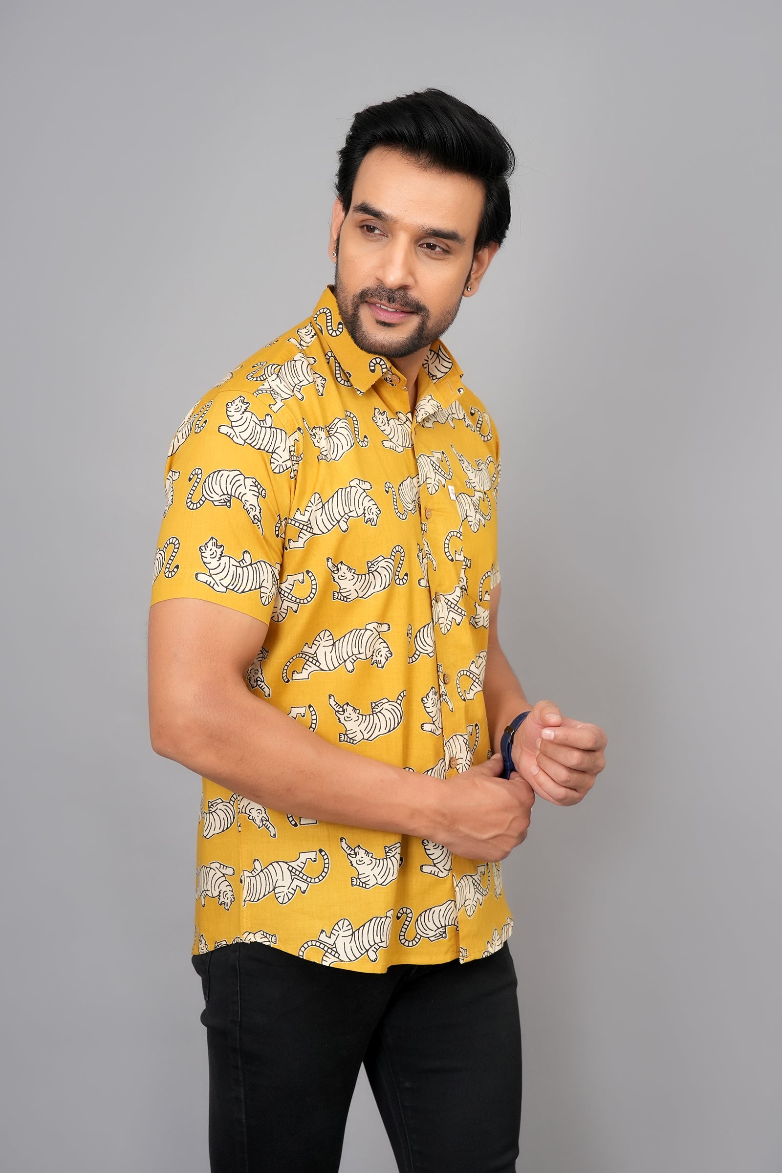 Men by House of Gulab Short Sleeves Cotton Shirt