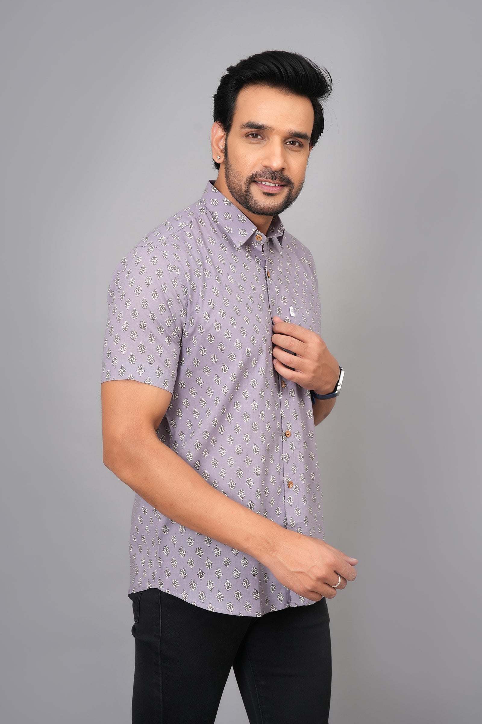 Men by House of Gulab Short Sleeves Cotton Shirt