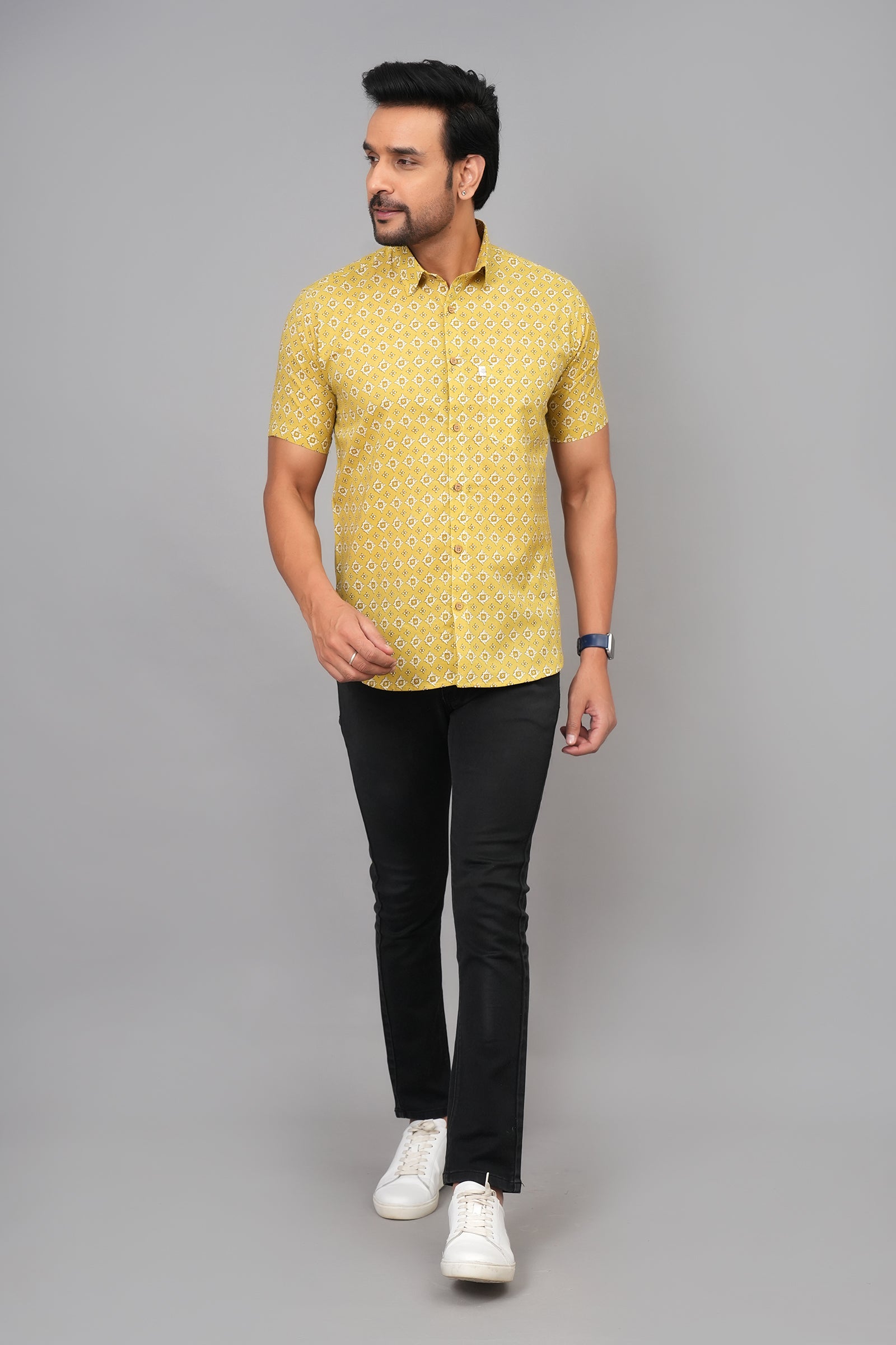 Men by House of Gulab Short Sleeves Cotton Shirt