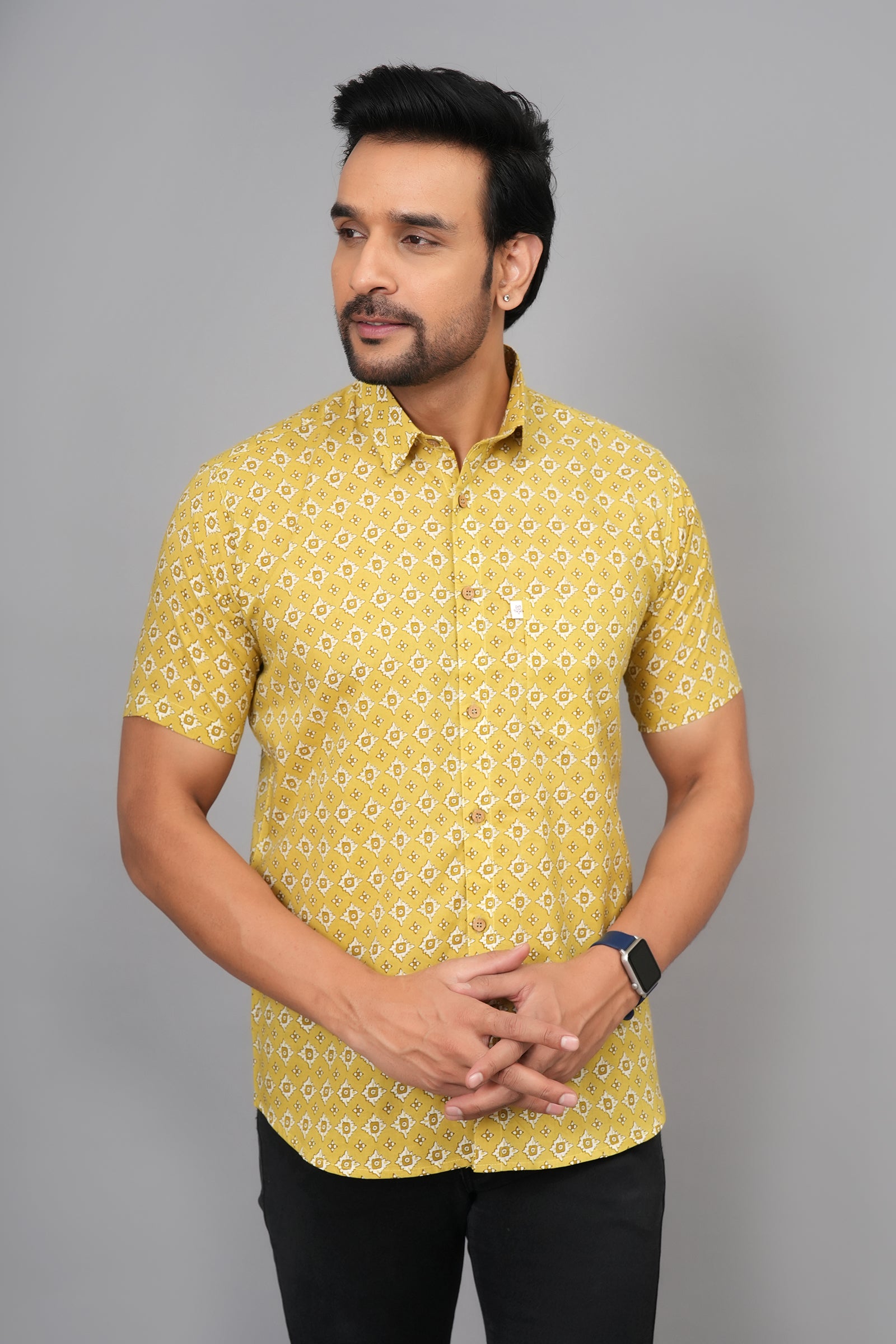 Men by House of Gulab Short Sleeves Cotton Shirt