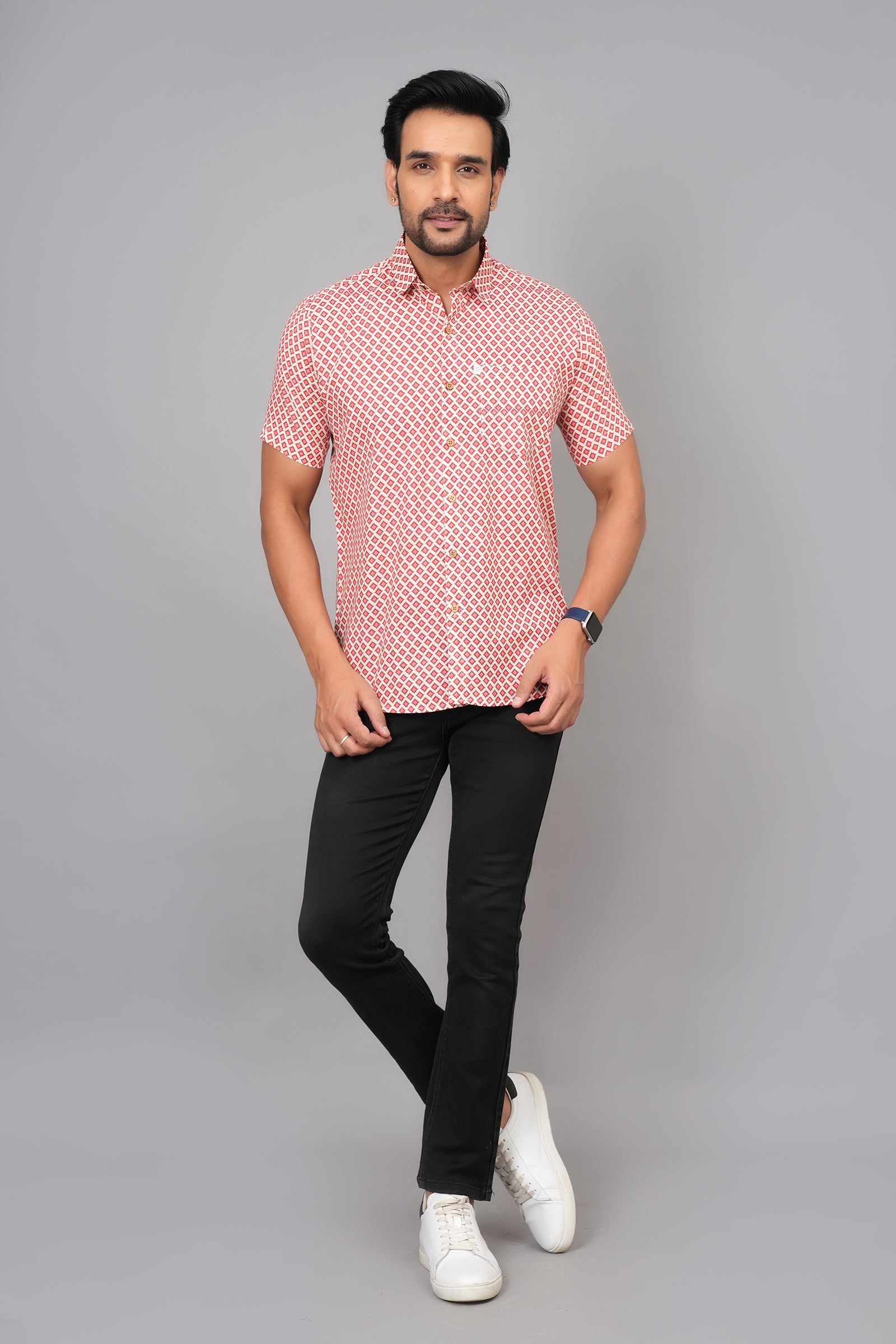 Men by House of Gulab Short Sleeves Cotton Shirt