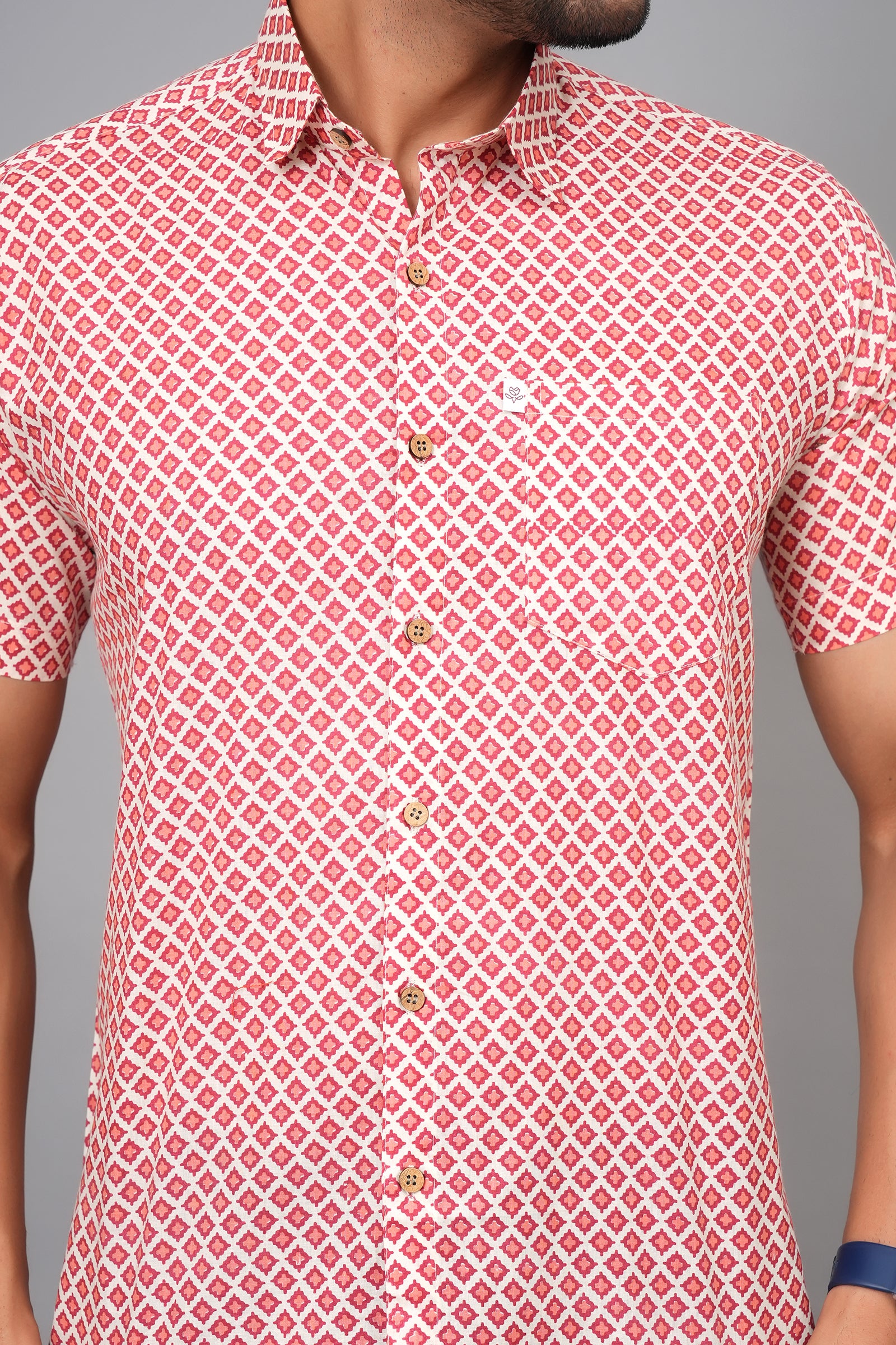 Men by House of Gulab Short Sleeves Cotton Shirt