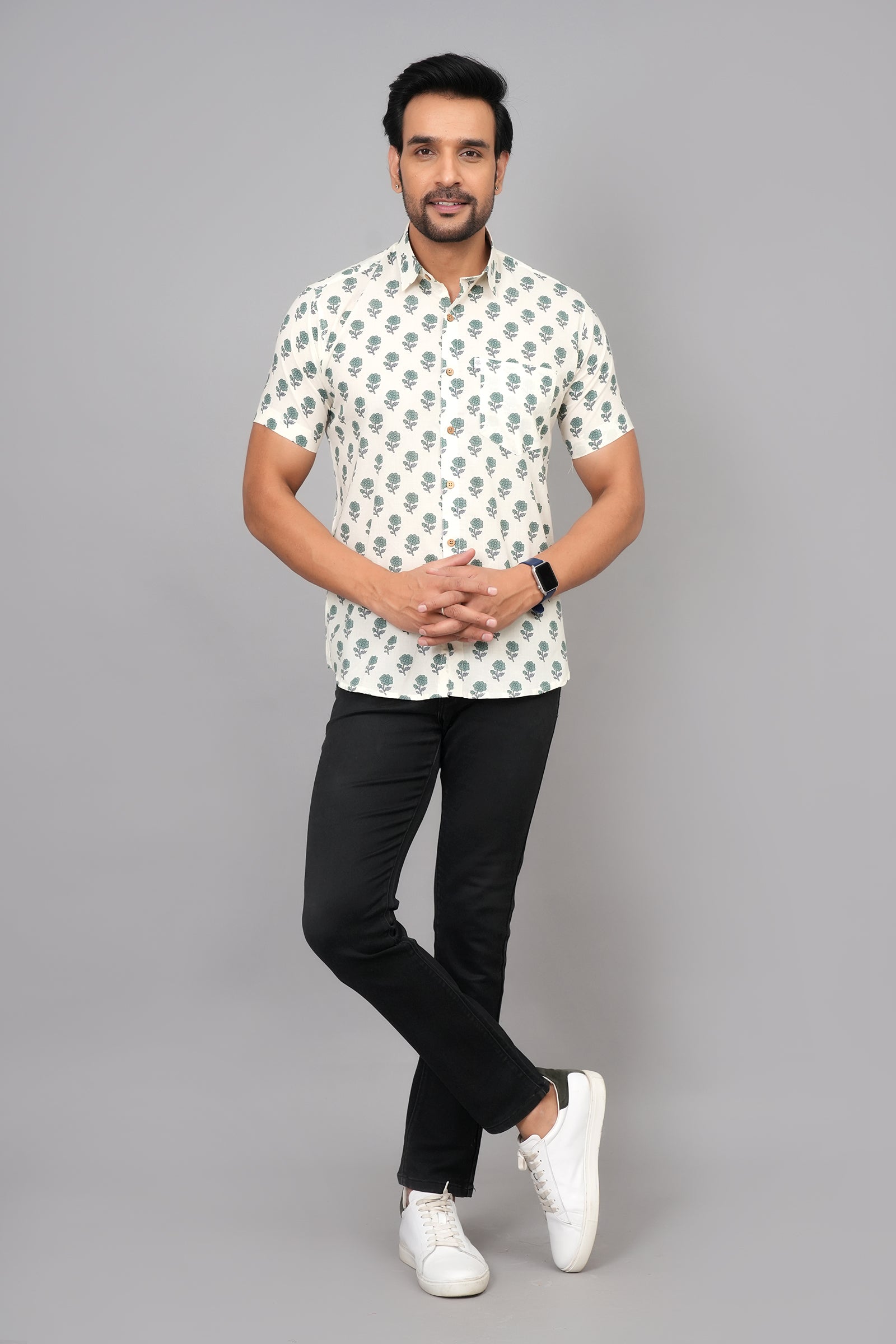 Men by House of Gulab Short Sleeves Cotton Shirt