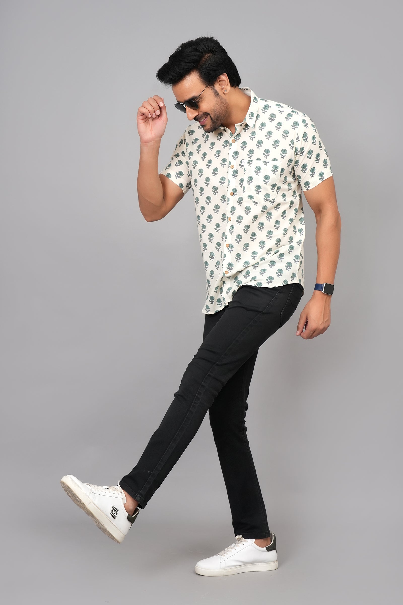 Men by House of Gulab Short Sleeves Cotton Shirt