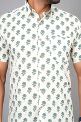 Men by House of Gulab Short Sleeves Cotton Shirt