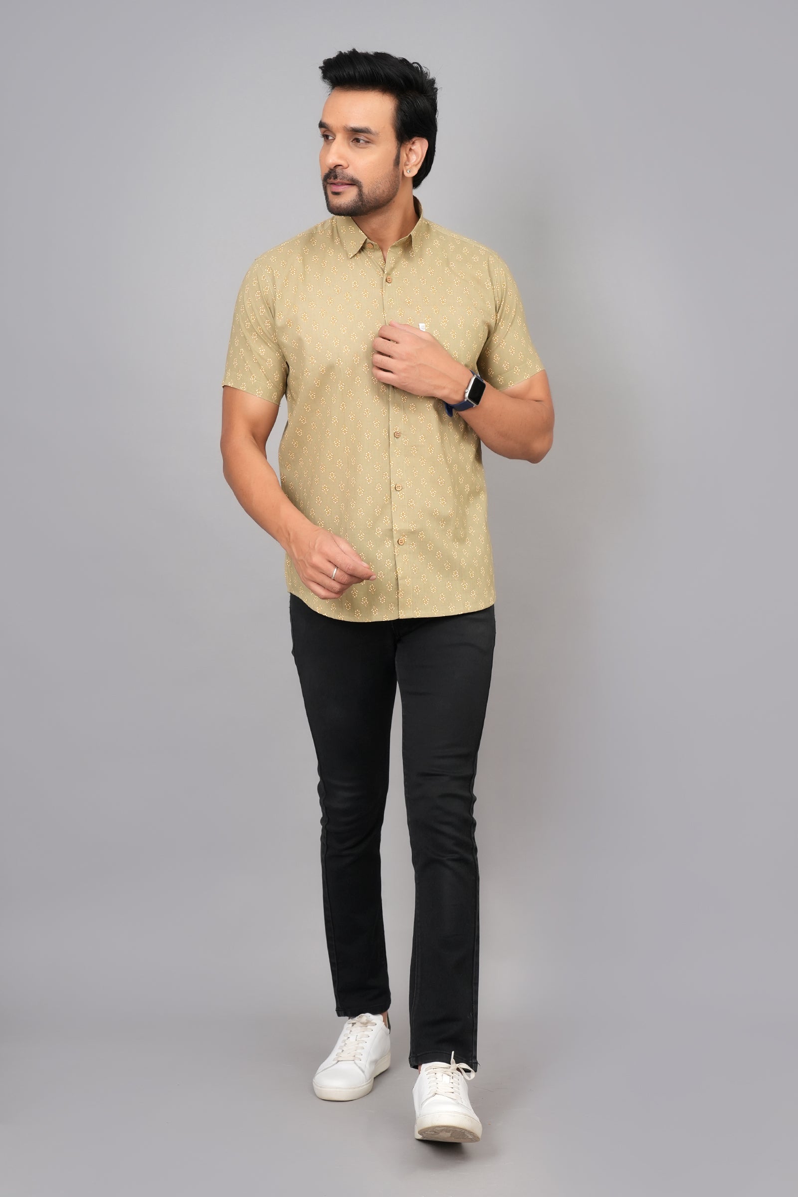 Men by House of Gulab Short Sleeves Cotton Shirt