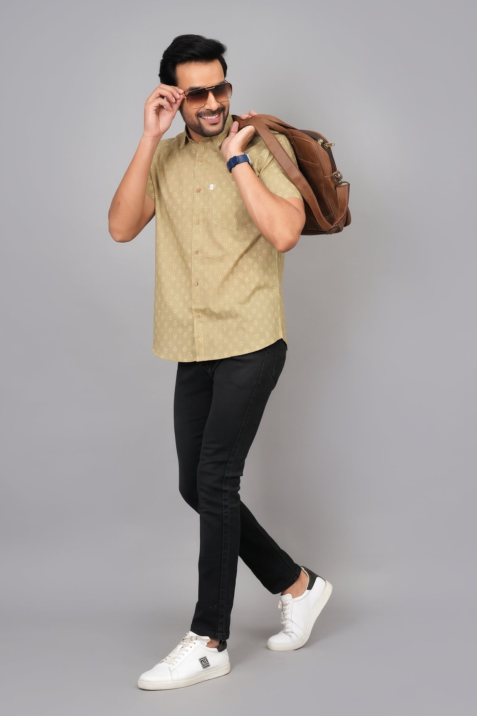 Men by House of Gulab Short Sleeves Cotton Shirt