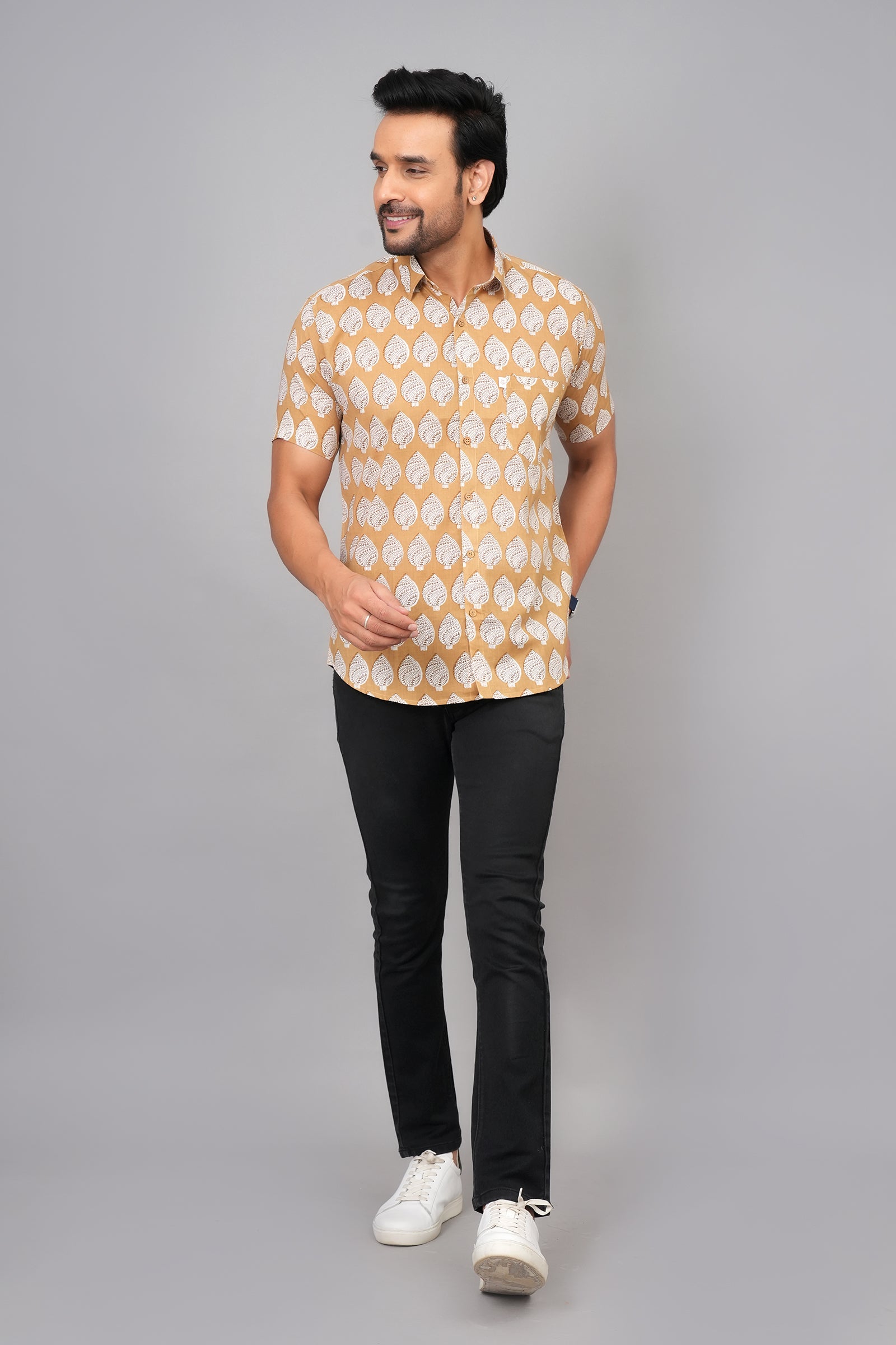 Men by House of Gulab Short Sleeves Cotton Shirt