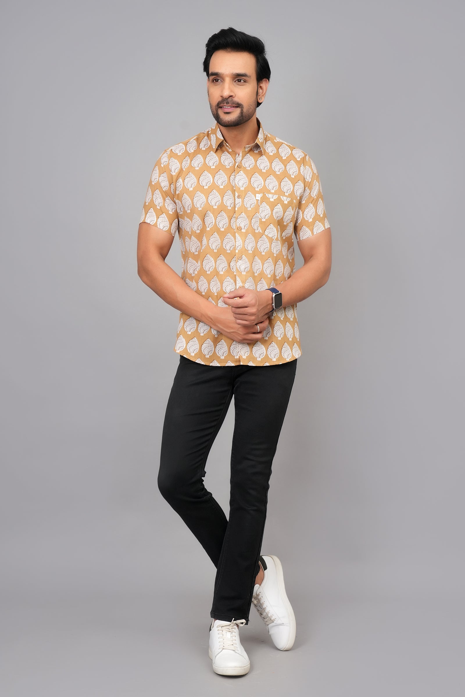 Men by House of Gulab Short Sleeves Cotton Shirt