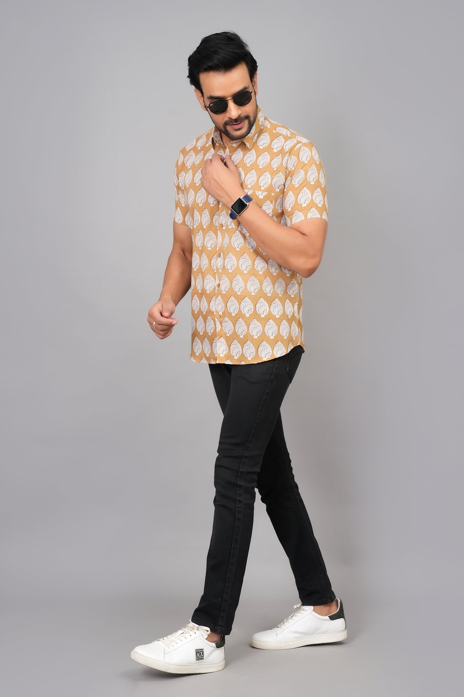 Men by House of Gulab Short Sleeves Cotton Shirt