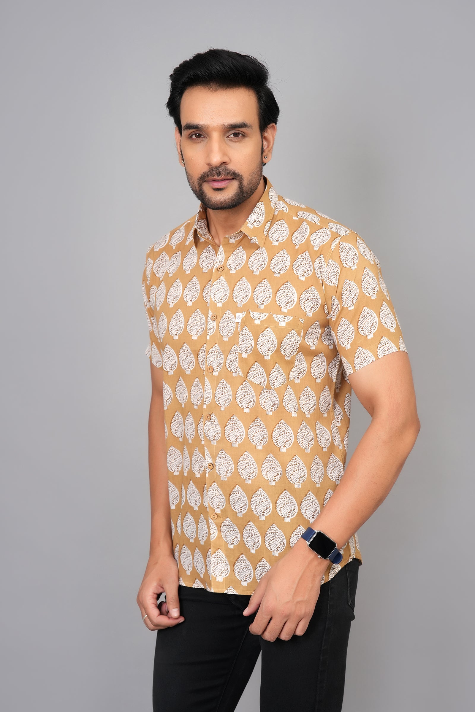 Men by House of Gulab Short Sleeves Cotton Shirt