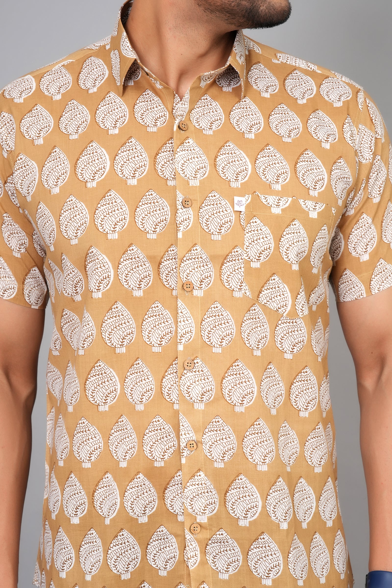 Men by House of Gulab Short Sleeves Cotton Shirt