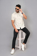 Men by House of Gulab Short Sleeves Cotton Shirt