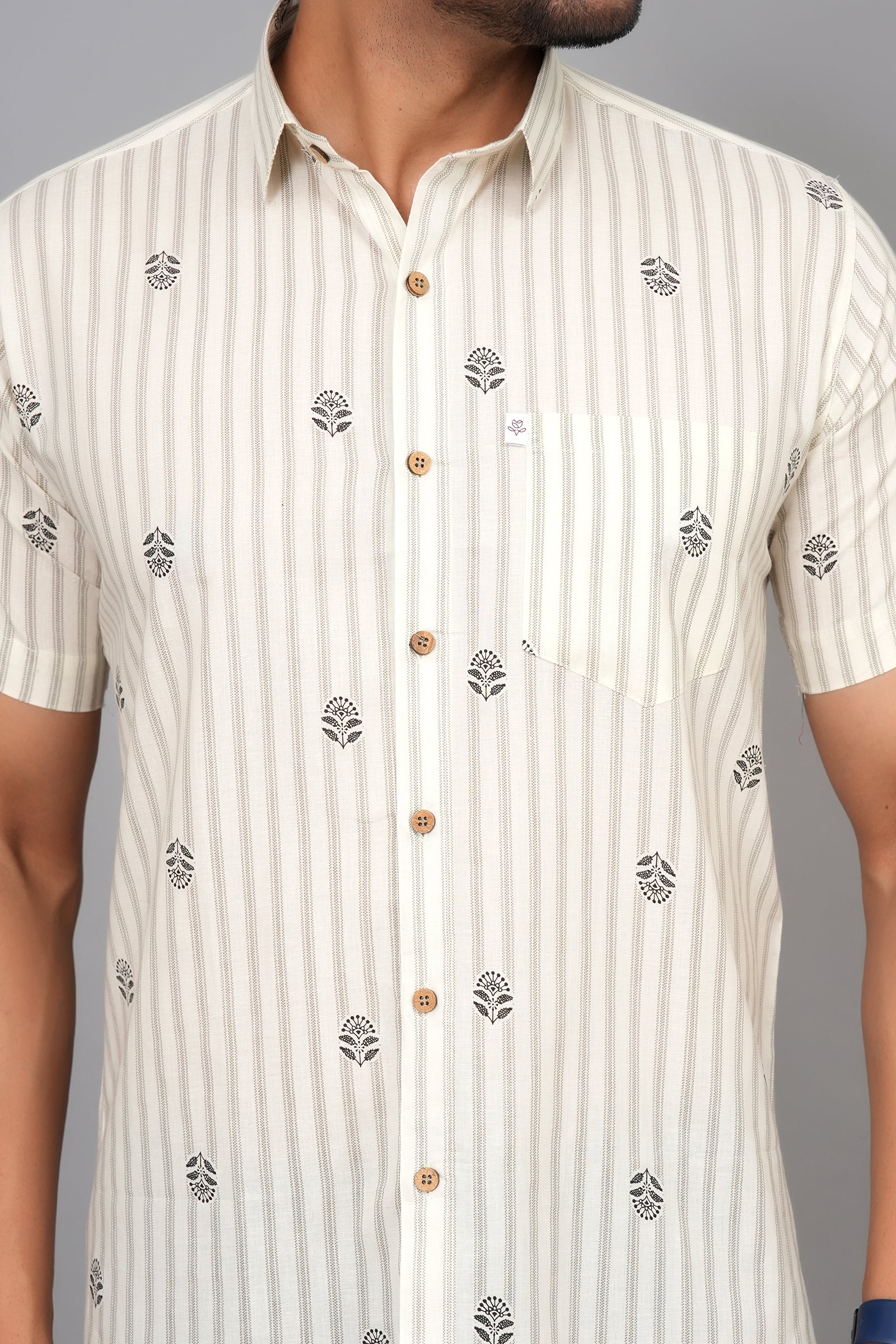 Men by House of Gulab Short Sleeves Cotton Shirt
