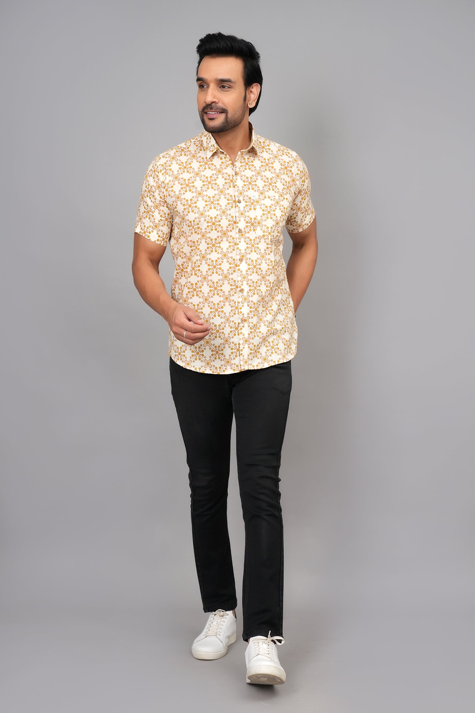 Men by House of Gulab Short Sleeves Cotton Shirt