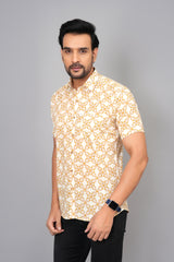 Men by House of Gulab Short Sleeves Cotton Shirt