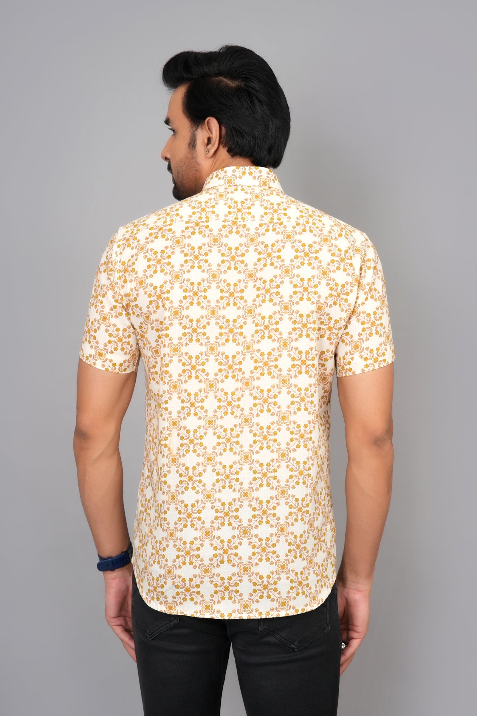 Men by House of Gulab Short Sleeves Cotton Shirt