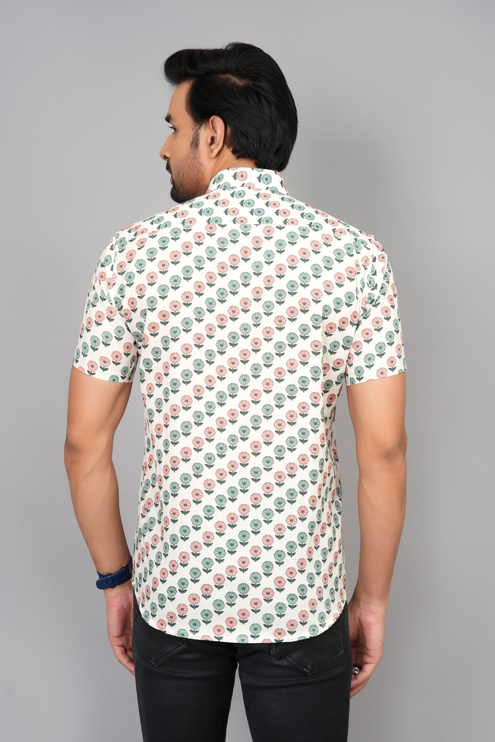 Men by House of Gulab Short Sleeves Cotton Shirt