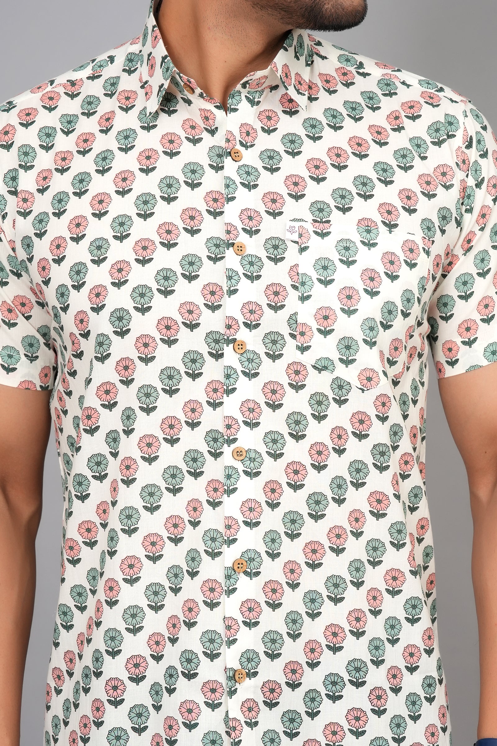 Men by House of Gulab Short Sleeves Cotton Shirt