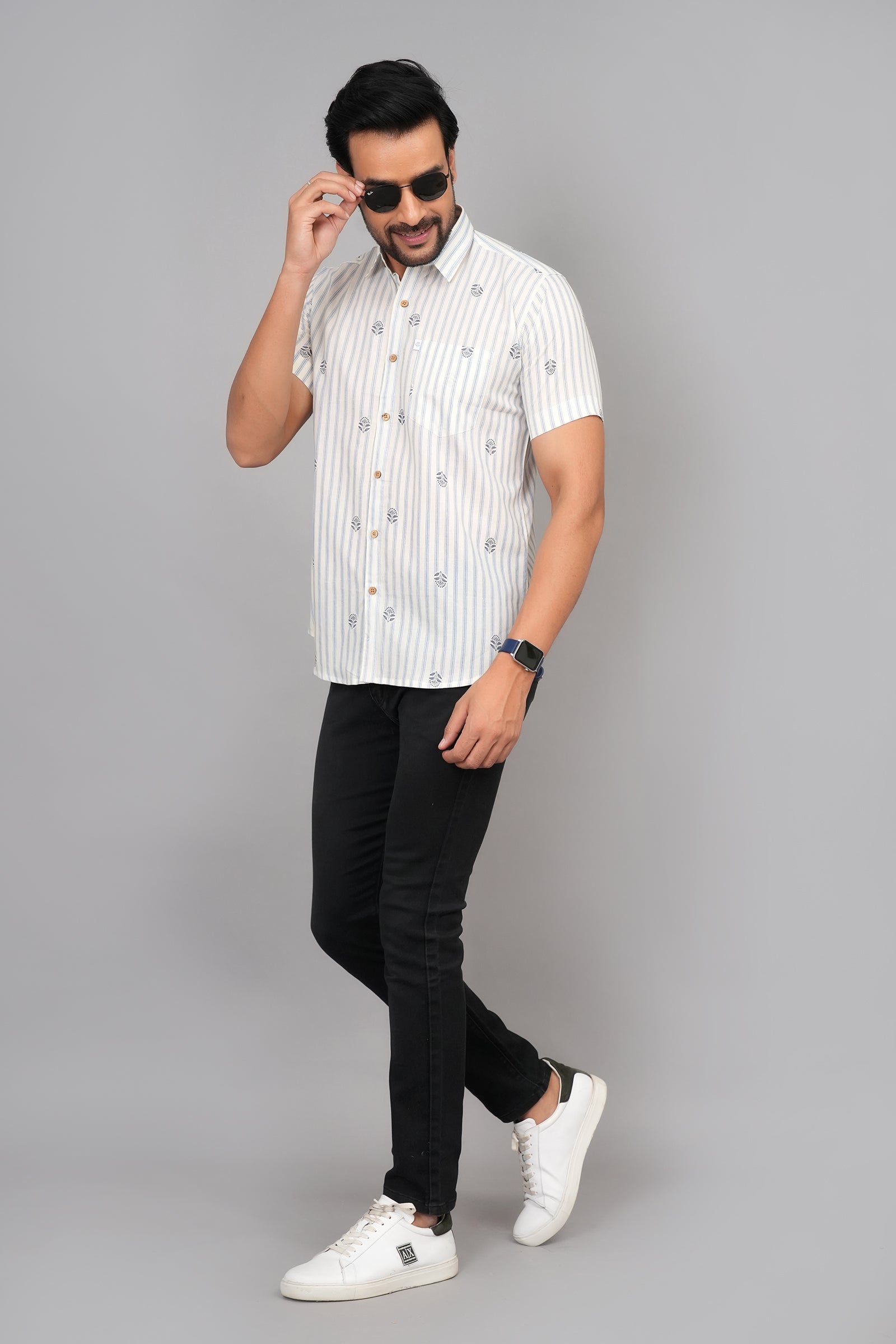 Men by House of Gulab Short Sleeves Cotton Shirt