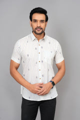 Men by House of Gulab Short Sleeves Cotton Shirt