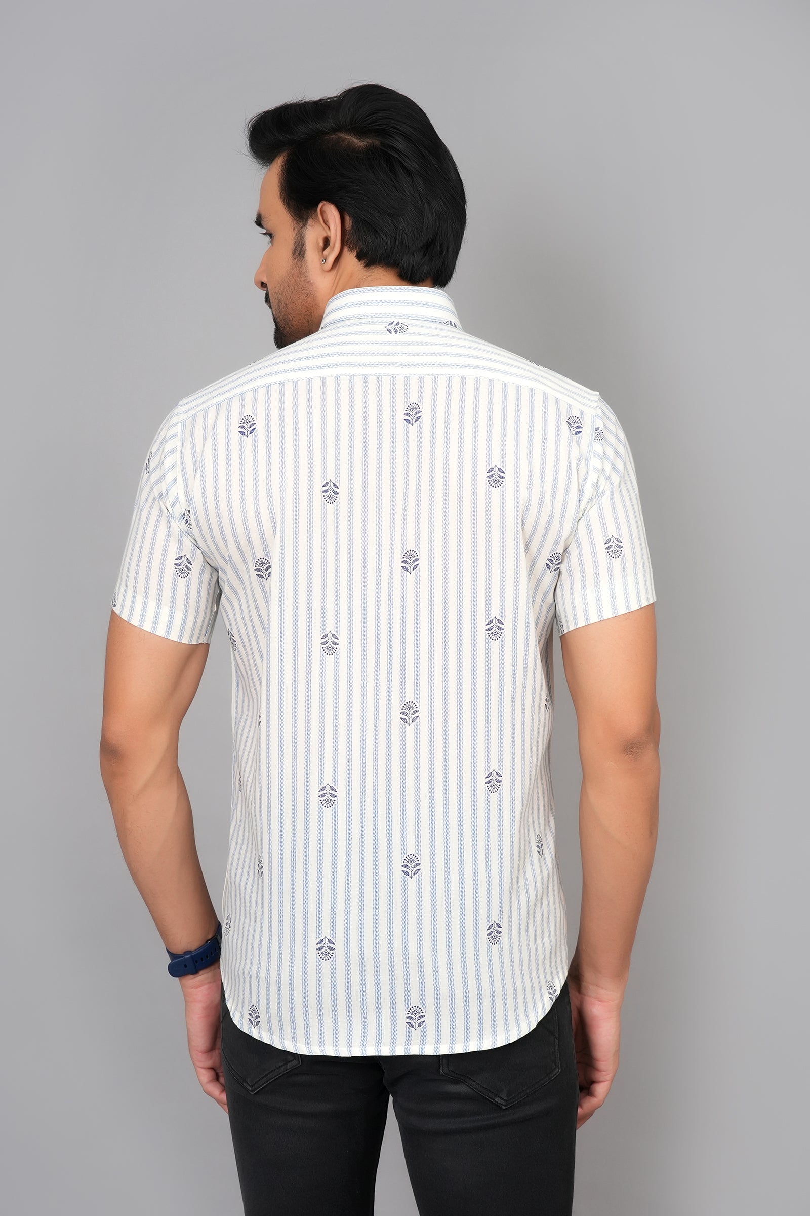 Men by House of Gulab Short Sleeves Cotton Shirt