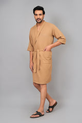Waffle Cotton Premium Plain Style Unisex Bathrobe - Free Size