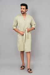 Waffle Cotton Premium Plain Style Unisex Bathrobe - Free Size
