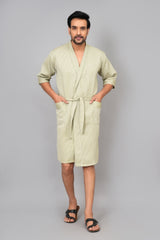 Waffle Cotton Premium Plain Style Unisex Bathrobe - Free Size