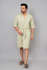 Waffle Cotton Premium Plain Style Unisex Bathrobe - Free Size
