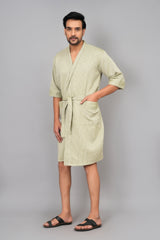 Waffle Cotton Premium Plain Style Unisex Bathrobe - Free Size