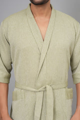 Waffle Cotton Premium Plain Style Unisex Bathrobe - Free Size
