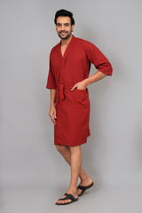 Waffle Cotton Premium Plain Style Unisex Bathrobe - Free Size