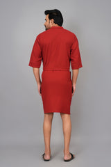 Waffle Cotton Premium Plain Style Unisex Bathrobe - Free Size