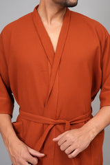 Waffle Cotton Premium Plain Style Unisex Bathrobe - Free Size
