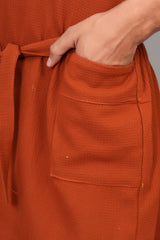 Waffle Cotton Premium Plain Style Unisex Bathrobe - Free Size