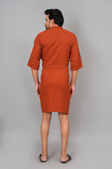 Waffle Cotton Premium Plain Style Unisex Bathrobe - Free Size