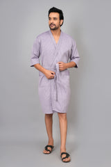 Waffle Cotton Premium Plain Style Unisex Bathrobe - Free Size