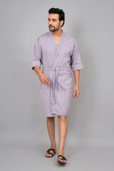 Waffle Cotton Premium Plain Style Unisex Bathrobe - Free Size