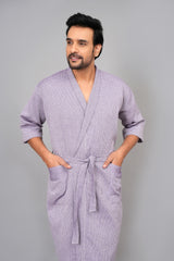 Waffle Cotton Premium Plain Style Unisex Bathrobe - Free Size