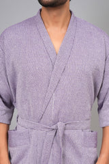 Waffle Cotton Premium Plain Style Unisex Bathrobe - Free Size