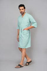 Waffle Cotton Premium Plain Style Unisex Bathrobe - Free Size