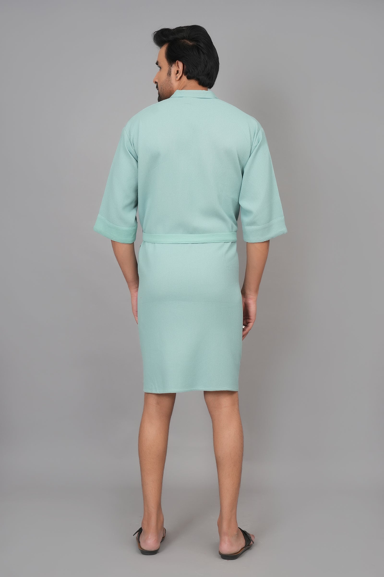 Waffle Cotton Premium Plain Style Unisex Bathrobe - Free Size