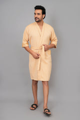 Waffle Cotton Premium Plain Style Unisex Bathrobe - Free Size
