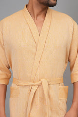 Waffle Cotton Premium Plain Style Unisex Bathrobe - Free Size