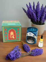 Jaipur Blue Pottery Aroma Oil Diffuser Gift Set – Lavender Fragrance
