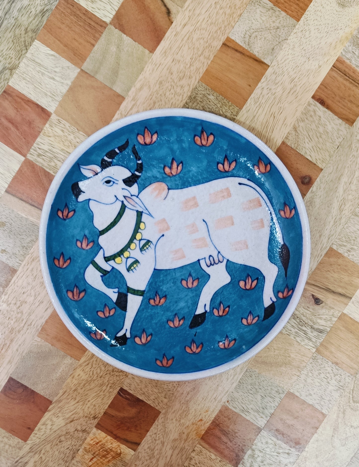 Gift Box with Handmade Jaipur Blue Pottery Plate - 8 inch diameter