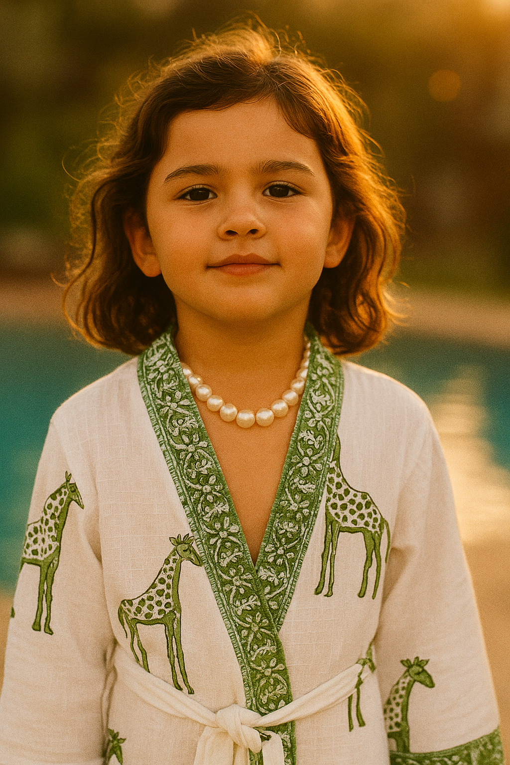 Handblock printed waffle cotton bathrobe for kids - 4-13 years old