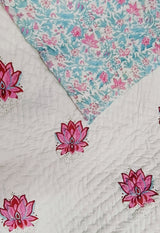 Double King Size Handblock Printed Quilted Jaipuri Reversible Razai/Quilt