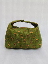 Quilted Block Printed Hobo Pouch with Zip closure and Snap Button